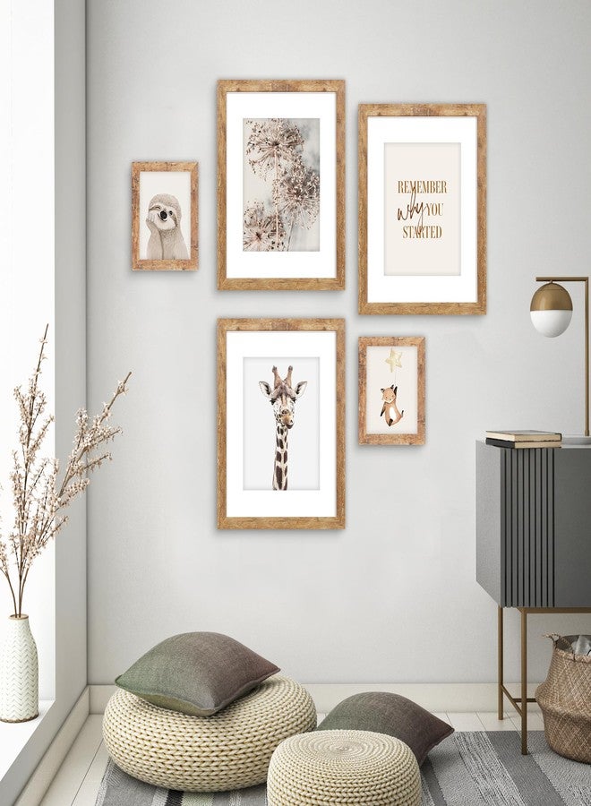 iRahmen 11x17 Picture Frame Set of 2 with Plexiglass, Rustic Brown Wood Poster Frame 11 x 17 for Photo Wall Gallery Mounting Horizontal and Vertical - Image 2
